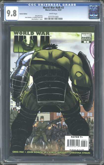 CGC Graded Comics - World War Hulk #3 (CGC) - World War Hulk - Green Monster - Mutant - Guns - Soldiers