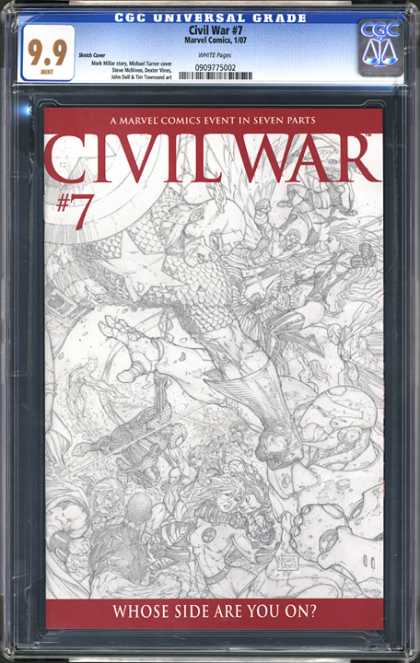 CGC Graded Comics - Civil War #7 (CGC) - Civil War - 7 - Whose Side Are You On - Outline Drawing - Captain America
