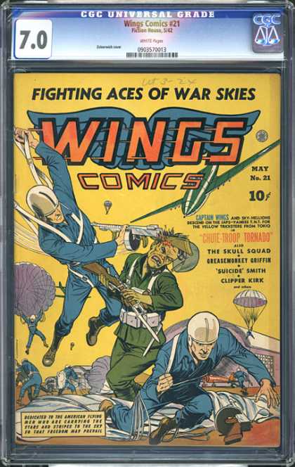 CGC Graded Comics - Wings Comics #21 (CGC) - Wings Comics 21 - Mint Condition - Captain Wings - Chute Troop Tornado - Skull Squad