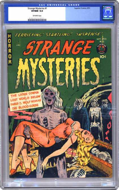 CGC Graded Comics - Strange Mysteries #1 (CGC) - Zombee - Casket - Skeleton - Girl In Arms - Orange Dress