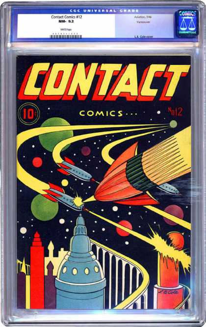 CGC Graded Comics - Contact Comics #12 (CGC) - Outer Space - No 12 - Ten Cents - Planets - Rockets