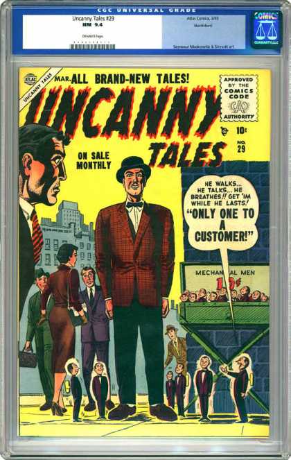 CGC Graded Comics - Uncanny Tales #29 (CGC) - Mechanical Men - Tiny - City - Yellow - Suit