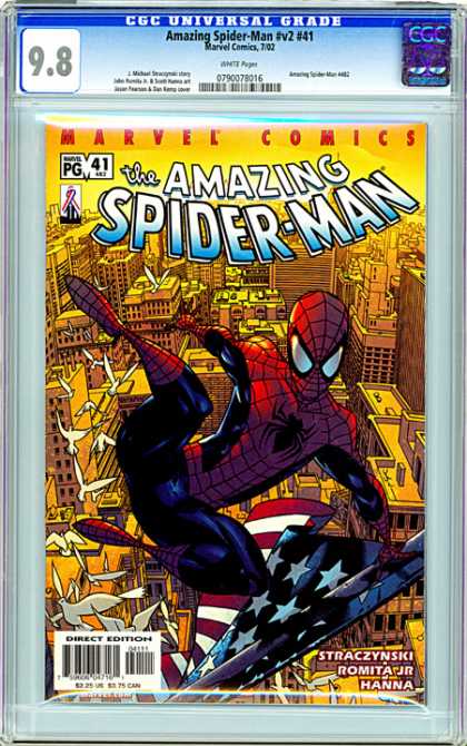 CGC Graded Comics - Amazing Spider-Man #v2 #41 (CGC) - Amazing Spiderman - Marvel - City - American Flag - Birds