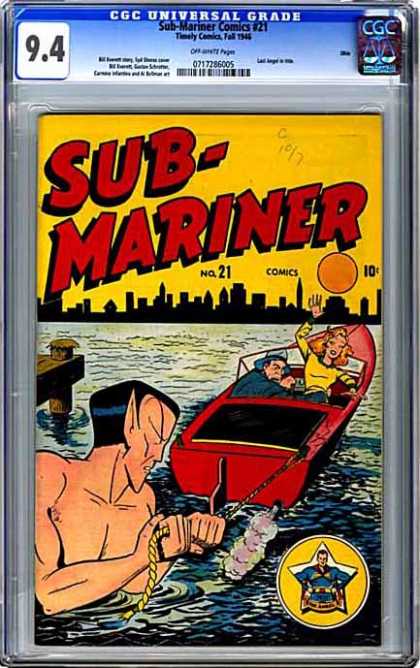CGC Graded Comics - Sub-Mariner Comics #21 (CGC) - Sub-mariner - Boat - Water - Pointy Ears - Rope