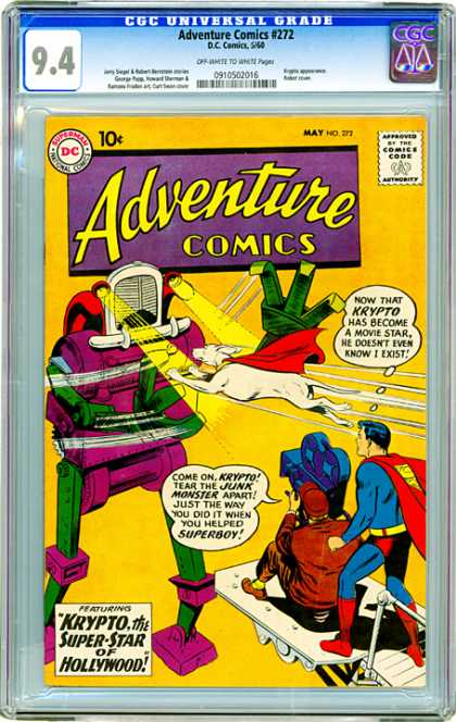 CGC Graded Comics - Adventure Comics #272 (CGC) - 10 Cents - Headlights - Comics Code Authority - Superman - Thought Bubble