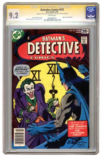 CGC Graded Comics - Detective Comics #475 (CGC) - Evil Fish Guns - Scary Joker - Batman Will Prevail - Nervous Laughter - The Secret Uncovered