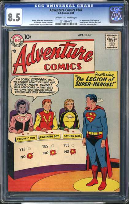 CGC Graded Comics - Adventure Comics #247 (CGC) - The Legion Of Super Heroes - Spider Man - Saturn Girl - Lightining Boy - Cosmic Boy
