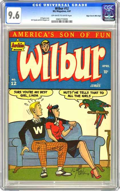 CGC Graded Comics - Wilbur #12 (CGC) - Couch - Parrot - Red Dress - Black W Shirt - Date Night With Bird