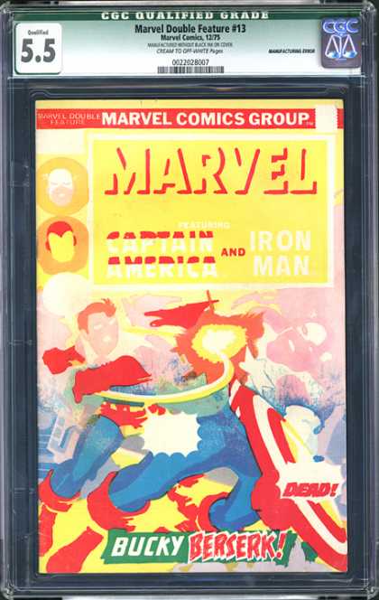 CGC Graded Comics - Marvel Double Feature #13 (CGC) - Caption America - Iron Man - Fight - Bucky - Dead