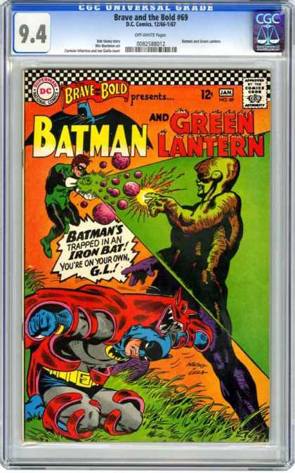 CGC Graded Comics - Brave and the Bold #69 (CGC) - Batman - Green Lantern - Iron Bat - Superheros - Fight