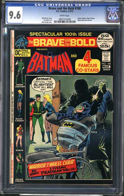 CGC Graded Comics - Brave and the Bold #100 (CGC) - Dynamic Deadman Thriller - Warrior In A Wheel Chair - Green Lantern - Black Canary - Robin