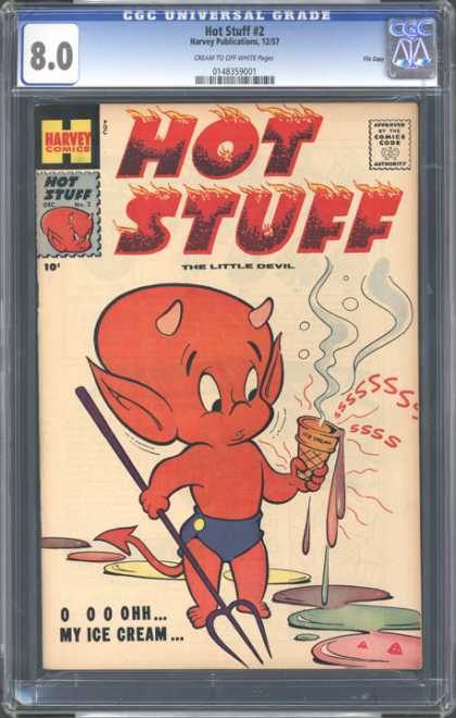 CGC Graded Comics - Hot Stuff #2 (CGC) - The Little Devil - Melting - Ice Cream Cone - Flaming Letters - Harvey Comics