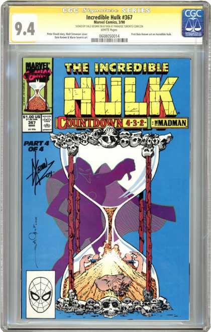 CGC Graded Comics - Incredible Hulk #367 (CGC) - 94 - Countdown - Hour Glass - The Madman - Skulls