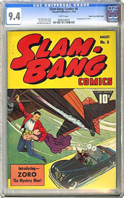 CGC Graded Comics - Slam-Bang Comics #6 (CGC) - Man - Woman - Gun - Car - Airplane
