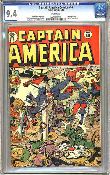 CGC Graded Comics - Captain America Comics #46 (CGC) - Captain America - Soldiers - Dead - Gun - Shovel