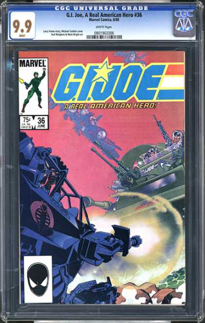 CGC Graded Comics - G.I. Joe, A Real American Hero #36 (CGC) - 99 - Gijoe - A Real American Hero 36 - Marvel Comics - 75c 36june