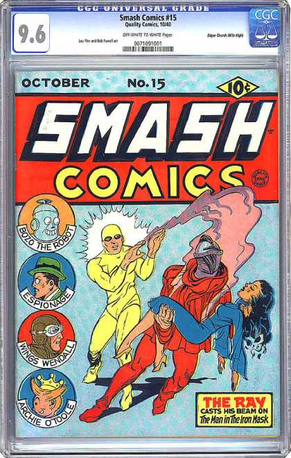 CGC Graded Comics - Smash Comics #15 (CGC) - Bozo The Robot - Espionage - Wings Wendall - Archie Otoole - The Ray