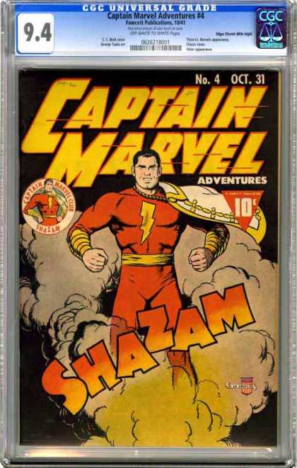 CGC Graded Comics - Captain Marvel Adventures #4 (CGC) - October - Captain Marvel - 10 Cents - Shazam - Superhero