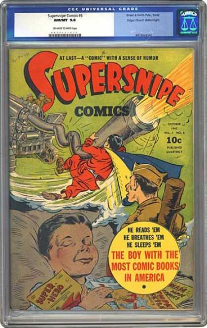 CGC Graded Comics - Supersnipe Comics #6 (CGC) - Supersnipe - The Boy With The Most Comic Books In America - A Comic With A Sense Of Humor - Bed - Weapon