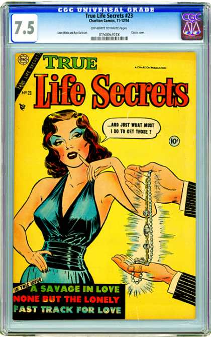 CGC Graded Comics - True Life Secrets #23 (CGC) - Diamond Necklace - Woman - Blue Dress - Life Secrets - Love