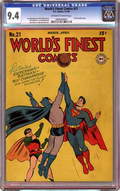 CGC Graded Comics - World's Finest Comics #21 (CGC) - Batman - Basketball - Game - Boy Commando - Superman