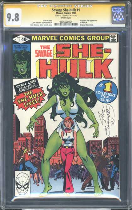 CGC Graded Comics - Savage She Hulk #1 (CGC) - Hulk - Woman - Men - Buildings - Spiderman