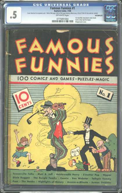 CGC Graded Comics - Famous Funnies #1 (CGC) - Golf Club - Top Hat - Parrot - Tree - Golfer