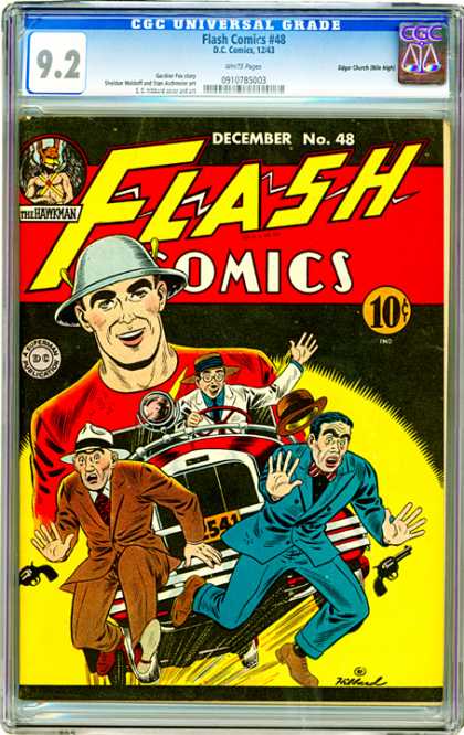 CGC Graded Comics - Flash Comics #48 (CGC) - The Hawkman - Car - Flash - Guns - Driving