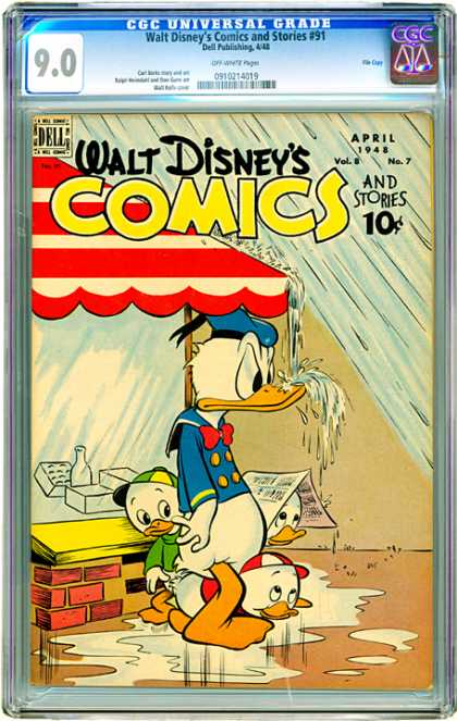 CGC Graded Comics - Walt Disney's Comics and Stories #91 (CGC) - All Wet - Rain Fights Back - Donald Gets A Bath - Run For Cover - Drink Up