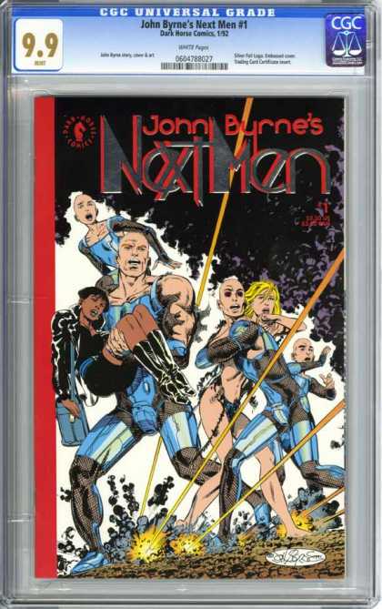 CGC Graded Comics - John Byrne's Next Men #1 (CGC) - Nextmen - Carrying Black Lady - Blonde Girl - Lazers - John Burnes