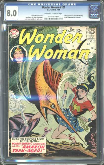 CGC Graded Comics - Wonder Woman #107 (CGC) - Superman - Jungle Book - Tommy And Jerry - Pappay And Sons - Sound Women