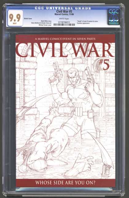 CGC Graded Comics - Civil War #5 (CGC) - Whose Side Are You On - Number Five - Holding Guns - Fighting In Water - Tunnel