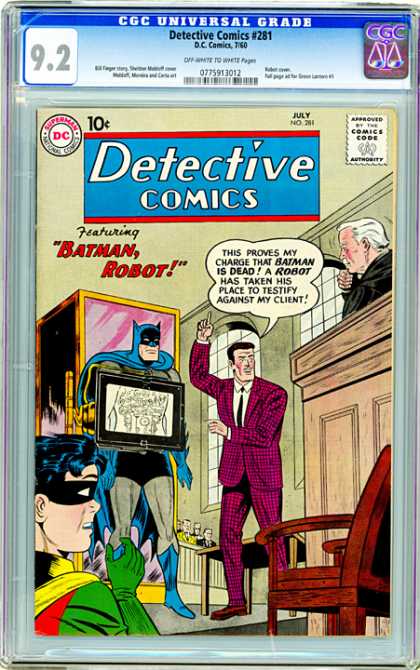 CGC Graded Comics - Detective Comics #281 (CGC) - Batman Robot - Robin - Pink Suit - Judge - Wooden Chair
