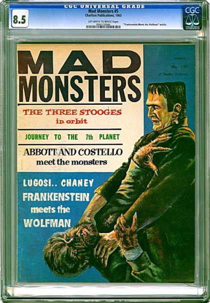 CGC Graded Comics - Mad Monsters #5 (CGC) - The Three Stooges In Orbit - Journey To The 7th Planet - Abbott And Costello - Lugosi Chaney - Frankenstein Meets The Wolfman