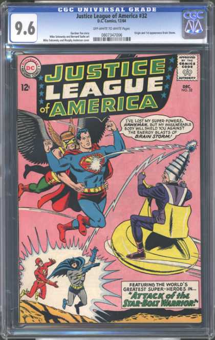 CGC Graded Comics - Justice League of America #32 (CGC) - Lightning - Zapped - Superheros United Against Evil - Batman - Hawkman