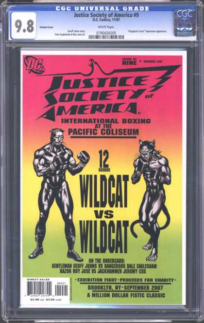 CGC Graded Comics - Justice Society of America #9 (CGC) - Wildcat Vs Wildcat - Red - Yellow - Dc - Brooklyn