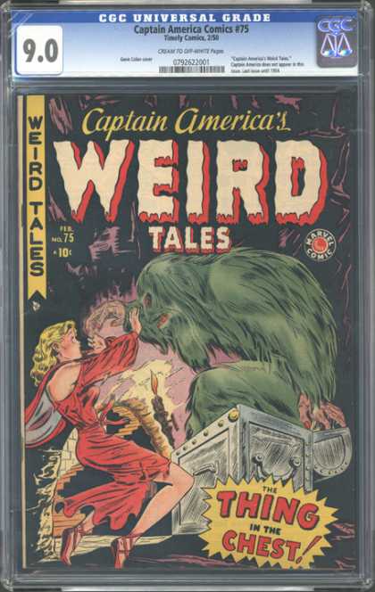 CGC Graded Comics - Captain America Comics #75 (CGC) - Captain America - Number 75 - Weird Tales - Thing In The Chest - Cgc 90
