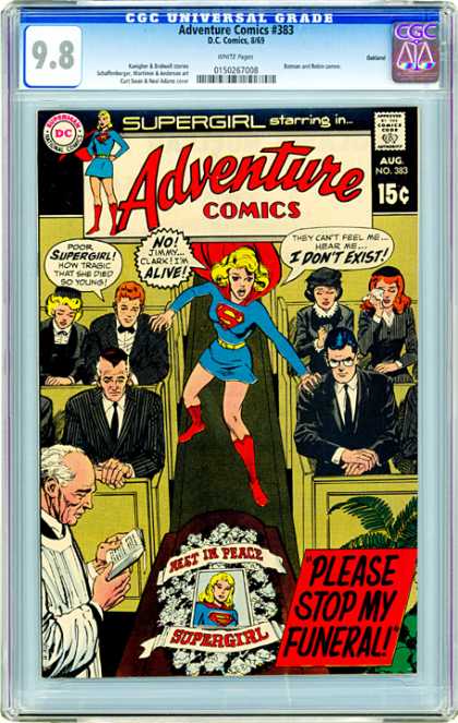 CGC Graded Comics - Adventure Comics #383 (CGC) - Men - Supergirl - Funeral - Pews - Women