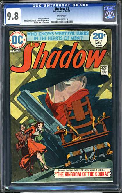 CGC Graded Comics - Shadow #3 (CGC) - The Kingdom Of The Cobra - Female Prisoner - Who Knows What Evil Lurks In The Hearts Of Men - Black Hat - Chair