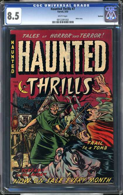 CGC Graded Comics - Haunted Thrills #7 (CGC) - Trail To A Tomb - Haunted House - Witch - Goblins - Vampire