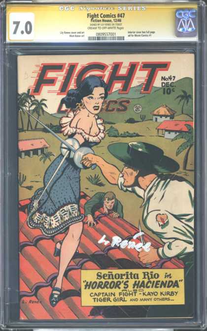 CGC Graded Comics - Fight Comics #47 (CGC) - Cartoon - Lady - Man - Red - Tree