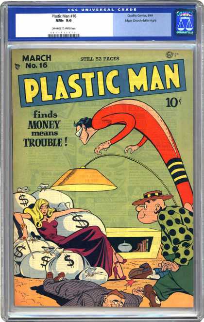 CGC Graded Comics - Plastic Man #16 (CGC) - Woman - Lamp - Bags - Red - Men