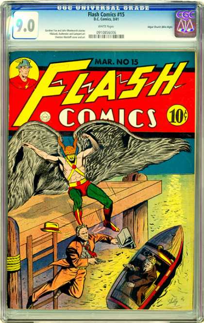 CGC Graded Comics - Flash Comics #15 (CGC) - Sea - Flying - Boat - Gun - Shooting