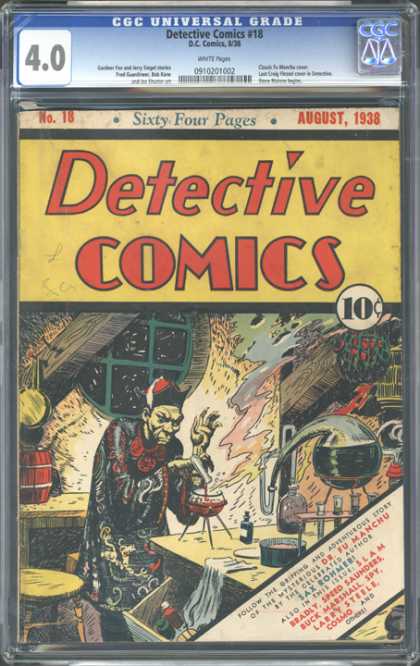 CGC Graded Comics - Detective Comics #18 (CGC) - Dr Fu Manchu - Detectve Comics - Chemistry - Orient - Experiment
