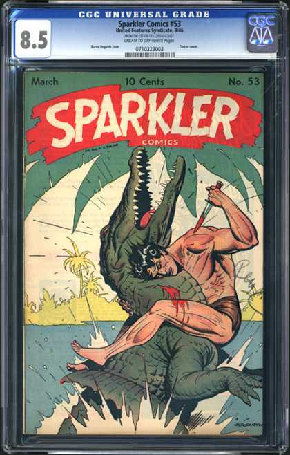 CGC Graded Comics - Sparkler Comics #53 (CGC) - March - No 53 - Man - Alligator - Dagger