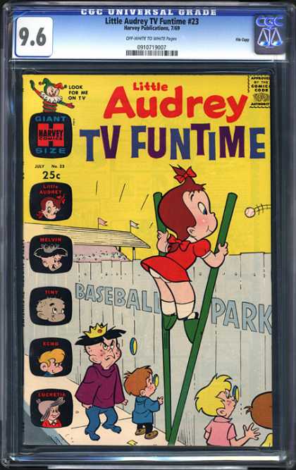 CGC Graded Comics - Little Audrey TV Funtime #23 (CGC) - Baseball - Stilts - Melvin - Fence - Watching Game