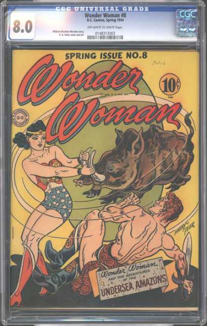 CGC Graded Comics - Wonder Woman #8 (CGC) - Wonder Woman - Spring Issue - Boar - Superman Publication - Undersea Amazons
