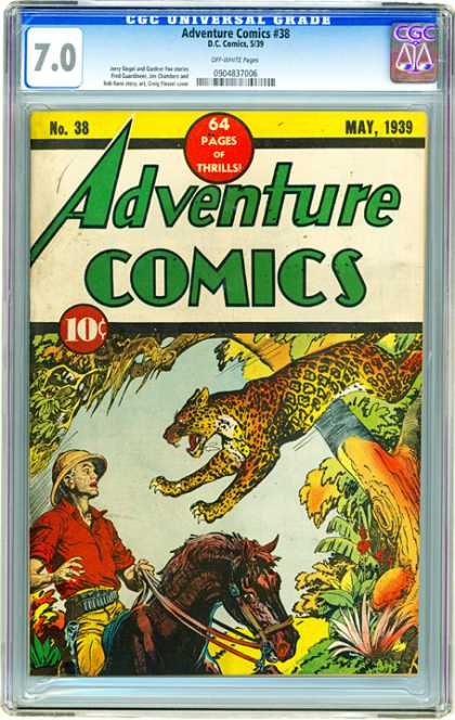 CGC Graded Comics - Adventure Comics #38 (CGC) - Big Cat Attack - Jungle Surprise - Danger - Horse And Man - Fear