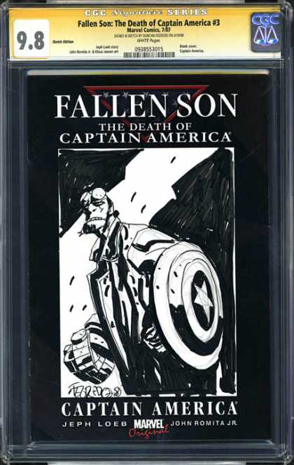 CGC Graded Comics - Fallen Son: The Death of Captain America #3 (CGC) - Fallen Son - The Death Of Captain America - Black And White - Shield - Marvel
