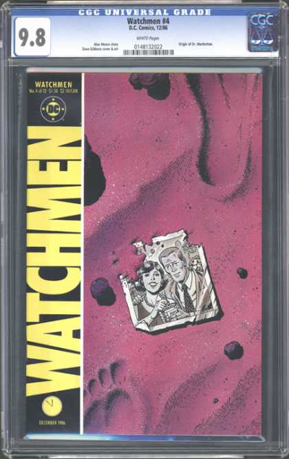 CGC Graded Comics - Watchmen #4 (CGC) - Watchmen Comic Book - Torn Picture Of Couple - Red Back Ground - Woman And Man In Picture - Dc Comic